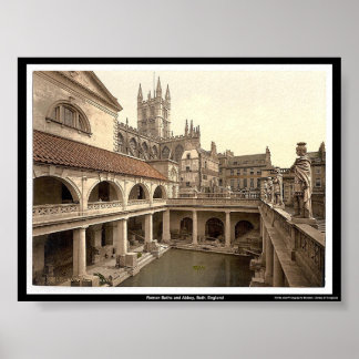 Póster Baños y abadía romanos, Bath, Inglaterra