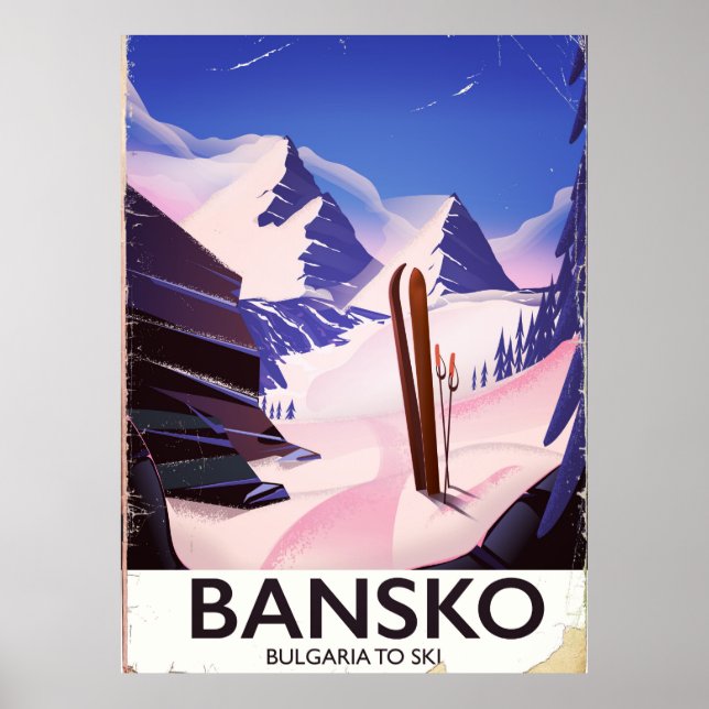 Póster Bansko Bulgaria Para Esquiar (Frente)