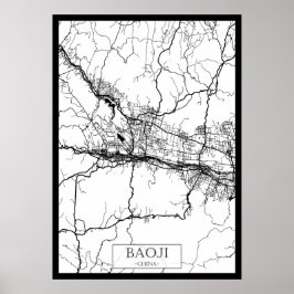 Póster Baoji China City Map