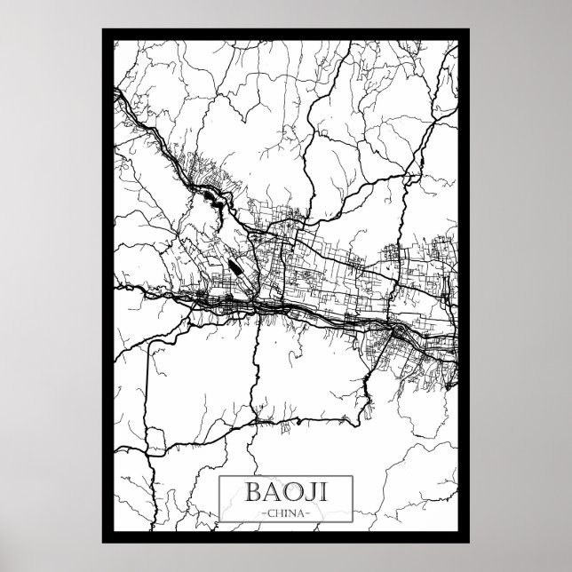Póster Baoji China City Map (Frente)