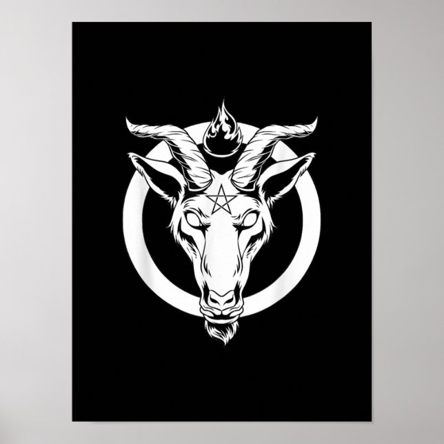Póster Baphomet de cabra oscura, regalo de Lucifer Beelze (Frente)