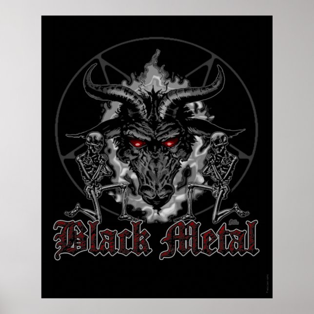 Póster Baphomet Pentagram Negro Metalizado (Frente)