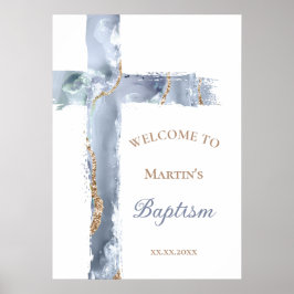 Póster Baptism | blue cross welcome sign