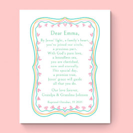 Póster Baptism Gift Grandparent Prayer Nursery Wall Art