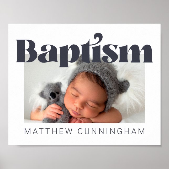 Póster Baptism Modern Bold Simple Foto Gracias (Frente)