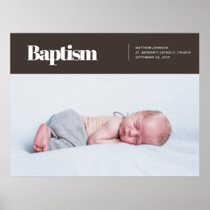 Póster Baptismal fotográfico moderno y simple