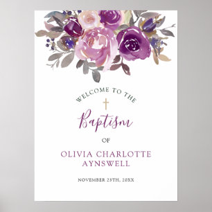 Póster Baptismo Bienvenida Dusty Mauve Purple Rubor Botán