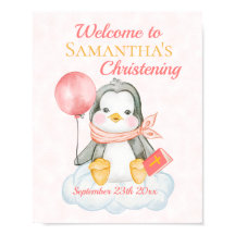 Baptismo lindo acuarela Bebé Pingüino Bienvenida R