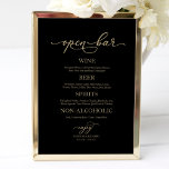 Póster Bar abierto elegante Boda dorado negro Rótulo<br><div class="desc">Bar abierto elegante Boda dorado negro Rótulo</div>