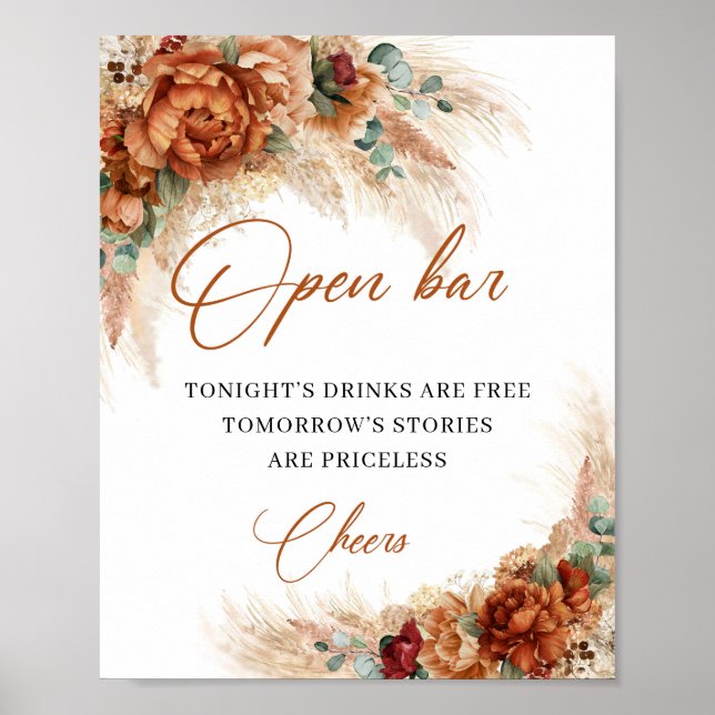Póster Bar abierto en la playa tropical de Boho terracott (Frente)