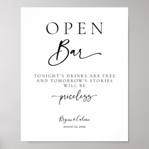 Póster Bar abierto Rótulo Boda Mesa de recepción Poster B