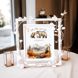 Póster Bar Baby Shower Bear Adventure Fall