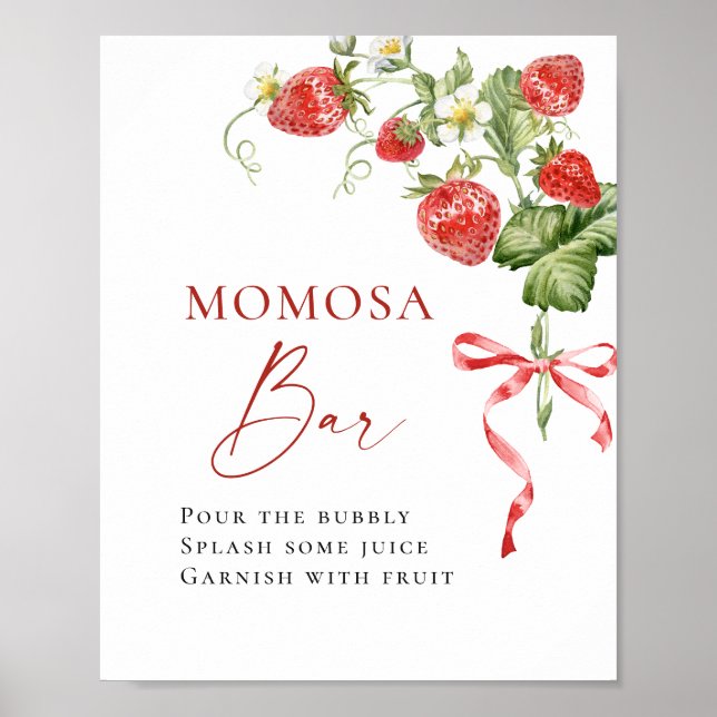 Póster Bar Baby Shower MOMOSA de moda Meadow Strawberry (Frente)