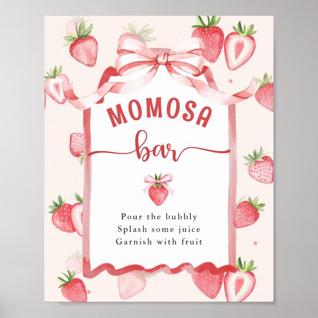 Póster Bar Baby Shower MOMOSA de moda Meadow Strawberry (Frente)