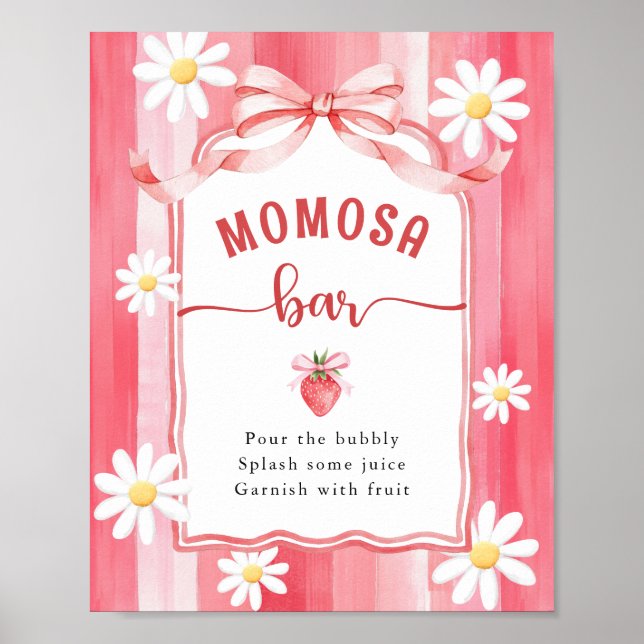 Póster Bar Baby Shower MOMOSA de moda Meadow Strawberry (Frente)