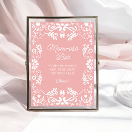 Póster Bar Cielito Lindo Mexicano Rosa Baby Shower Mom-os