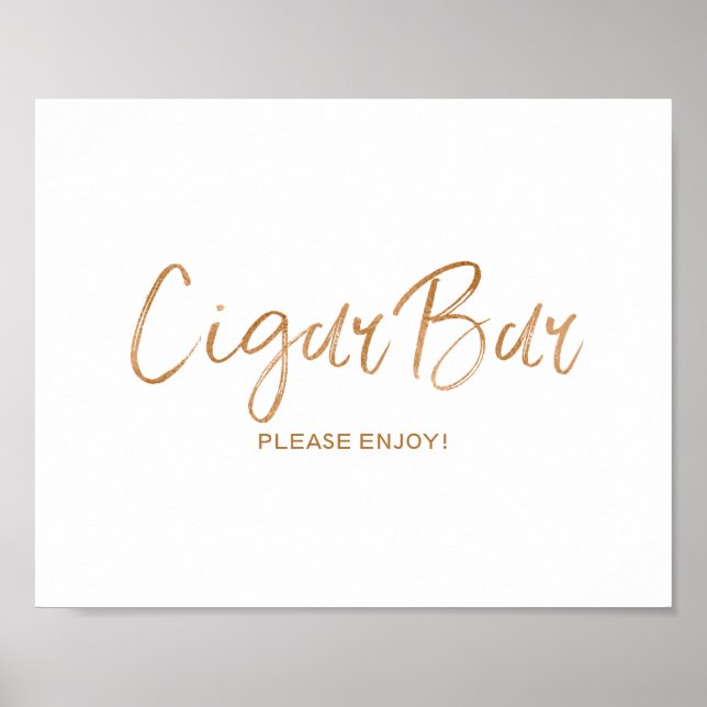 Póster Bar Cigar 8x10 Elegante Rosa Boda de oro (Frente)