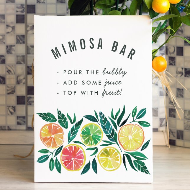Póster Bar Citrus Mimosa Cóctel Bebidas Fiesta Rótulo (Sign Mock-up)