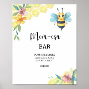 Póster Bar con flores de abeja \ Mamá-osa