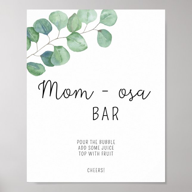 Póster Bar con vegetación de mamá-osa / Poster de bar Mim (Frente)