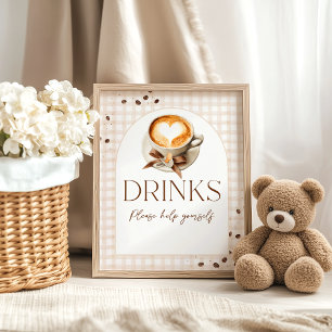 Póster Bar de Baby Shower con Tema de Granos de Café Baby