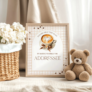 Póster Bar de Baby Shower con Tema de Granos de Café Baby