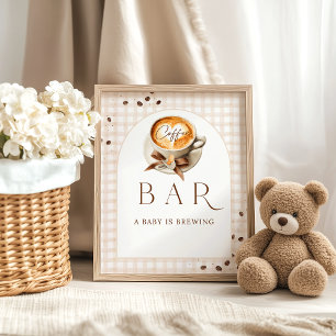 Póster Bar de Baby Shower con Tema de Granos de Café Baby