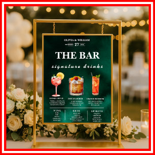 Póster Bar de Bebidas Signature Verde Esmeralda