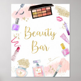 Póster Bar de belleza Glitz & Glam Spa Rótulo de cumpleañ
