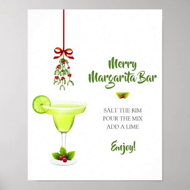 Póster Bar de bienvenida para los Navidades Margaritas y  (Frente)
