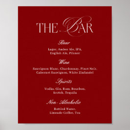 Póster Bar de Boda Burgundy Moderno