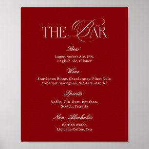 Póster Bar de Boda Burgundy Moderno
