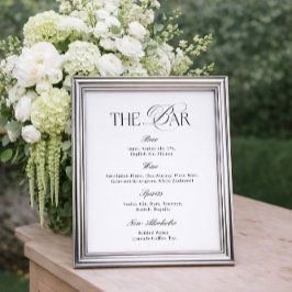 Póster Bar de Boda Elegante y Sofisticado en Blanco y Neg