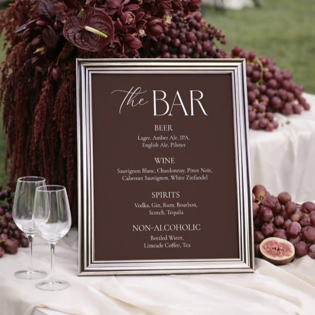 Póster Bar de Boda Marrón Chocolate Moderno (Subido por el creador)