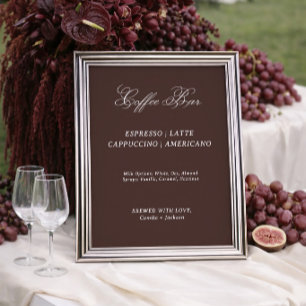 Póster Bar de Café para Bodas Marrón Moderno