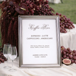 Póster Bar de Café para Bodas White & Brown