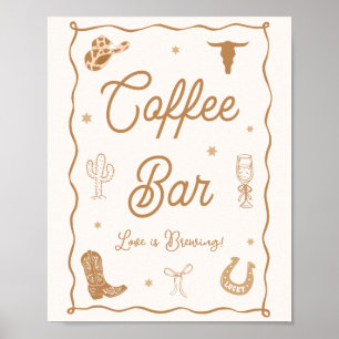 Póster Bar de Café para Despedida de Soltera Western