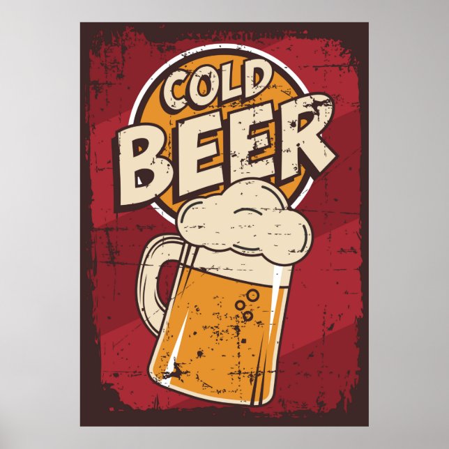 Póster bar de cerveza retro fresco (Frente)