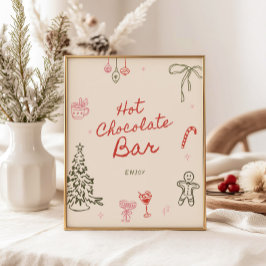 Póster Bar de Chocolate Caliente Dibujado a Mano para Nav