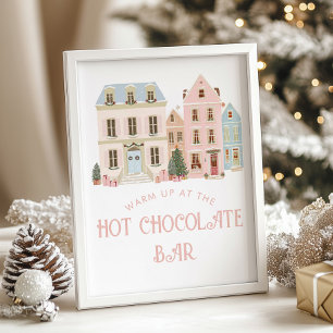 Póster Bar de Chocolate Caliente pueblo de Navidad Baby S