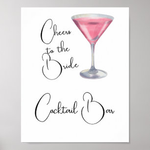 Póster Bar de cócteles de acuarela Despedida de soltera