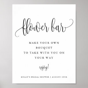 Póster Bar de Flores, Caligrafía Minimalista Script Edita