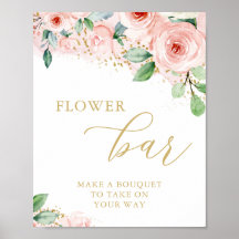 Bar de Flores, Rosa y Dorado Baby Shower Nupcial F