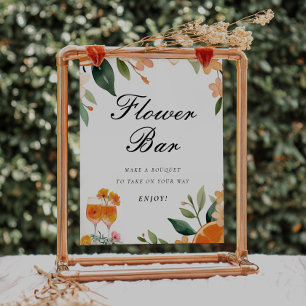 Póster Bar de flores Rótulo Aperol Spritz Bridal Shower