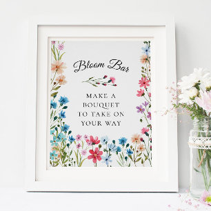 Póster Bar de flores silvestres o Rótulo Bloom Bar