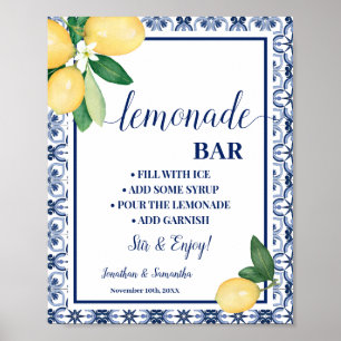Póster Bar de Limonada Mediterránea Limones Azules 
