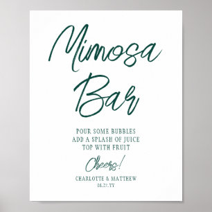 Póster Bar de Mimosa Aclamaciones Moderno Guión Verde Esm