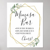 Bar de mimosa boda civil shower vegetación dorado