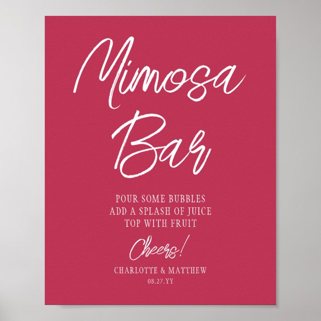 Póster Bar de Mimosa Brindis Escritura Moderna Viva Magen (Frente)