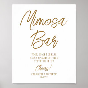 Póster Bar de Mimosa Brindis Moderno Letra Dorada Escrita